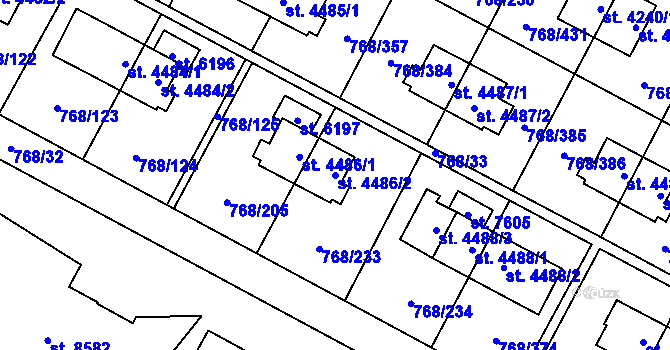 Parcela st. 4486/2 v KÚ Zlín, Katastrální mapa