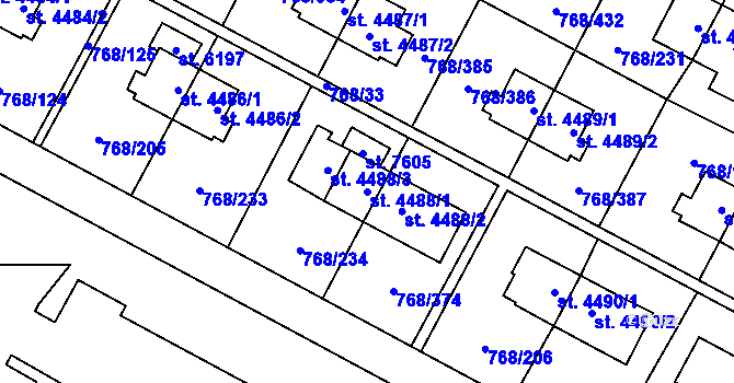 Parcela st. 4488/1 v KÚ Zlín, Katastrální mapa