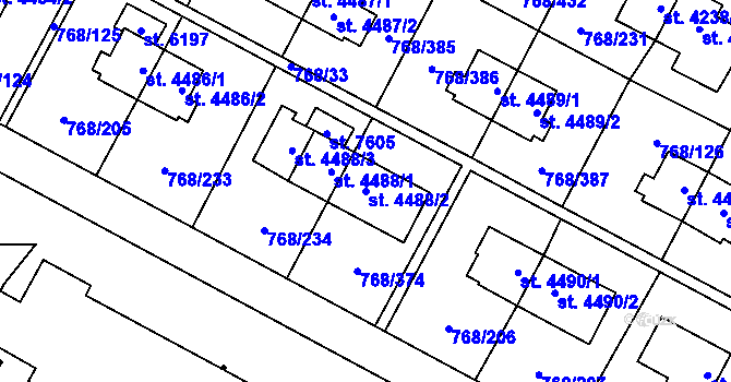 Parcela st. 4488/2 v KÚ Zlín, Katastrální mapa