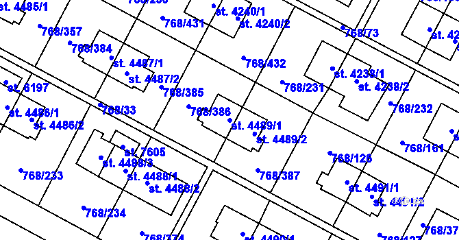 Parcela st. 4489/1 v KÚ Zlín, Katastrální mapa
