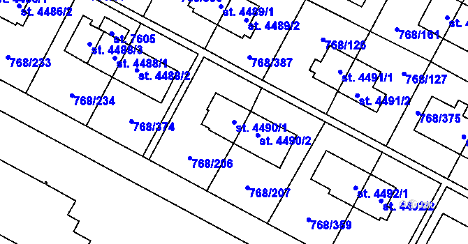 Parcela st. 4490/1 v KÚ Zlín, Katastrální mapa