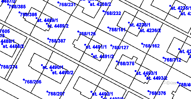 Parcela st. 4491/2 v KÚ Zlín, Katastrální mapa