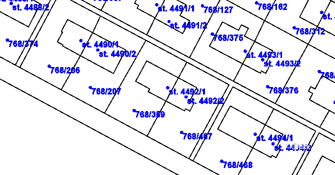 Parcela st. 4492/1 v KÚ Zlín, Katastrální mapa