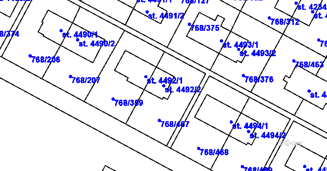 Parcela st. 4492/2 v KÚ Zlín, Katastrální mapa
