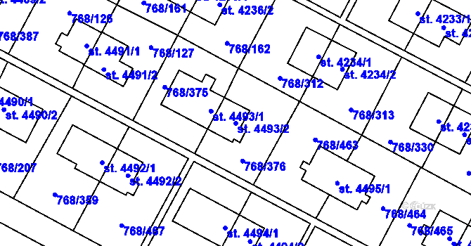 Parcela st. 4493/2 v KÚ Zlín, Katastrální mapa