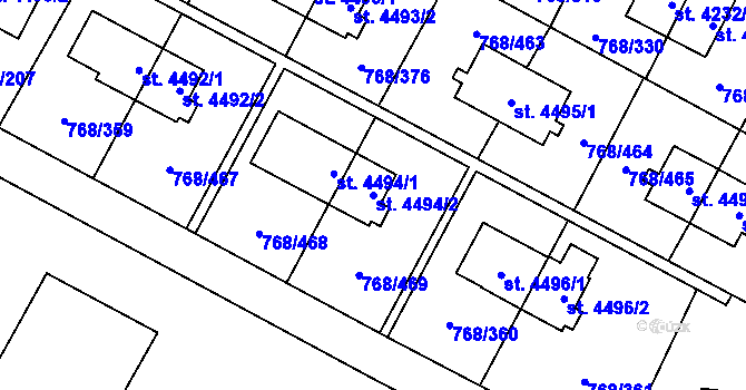 Parcela st. 4494/2 v KÚ Zlín, Katastrální mapa