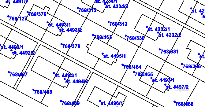 Parcela st. 4495/1 v KÚ Zlín, Katastrální mapa