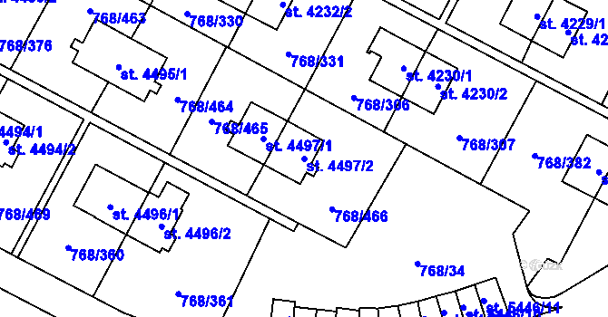 Parcela st. 4497/2 v KÚ Zlín, Katastrální mapa