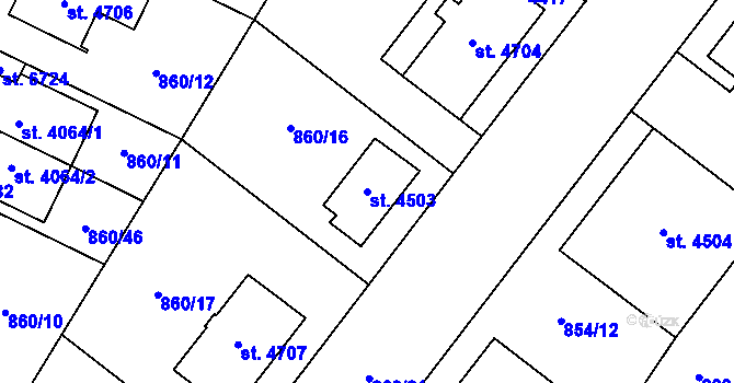 Parcela st. 4503 v KÚ Zlín, Katastrální mapa