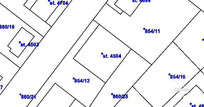 Parcela st. 4504 v KÚ Zlín, Katastrální mapa