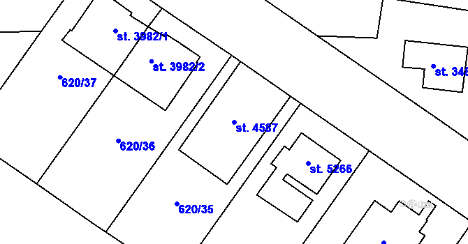 Parcela st. 4587 v KÚ Zlín, Katastrální mapa
