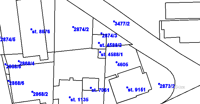 Parcela st. 4588/1 v KÚ Zlín, Katastrální mapa