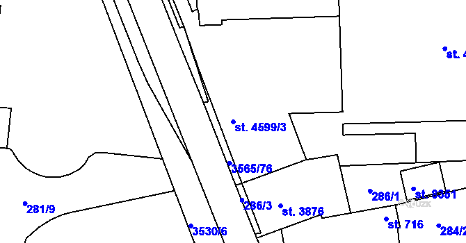 Parcela st. 4599/3 v KÚ Zlín, Katastrální mapa
