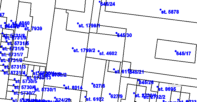 Parcela st. 4602 v KÚ Zlín, Katastrální mapa