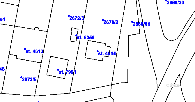 Parcela st. 4614 v KÚ Zlín, Katastrální mapa
