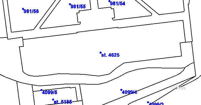 Parcela st. 4625 v KÚ Zlín, Katastrální mapa