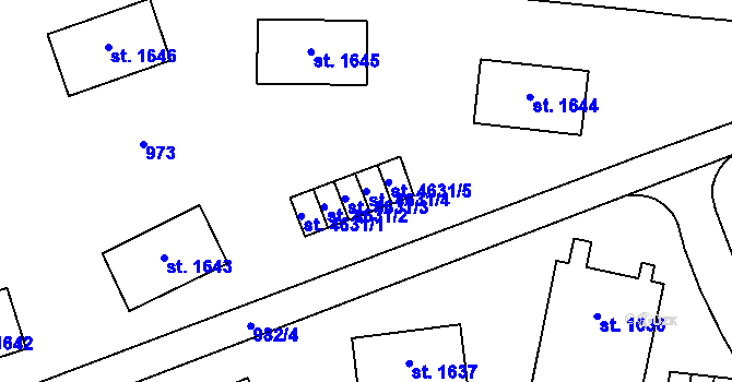 Parcela st. 4631/4 v KÚ Zlín, Katastrální mapa
