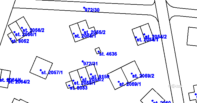 Parcela st. 4636 v KÚ Zlín, Katastrální mapa