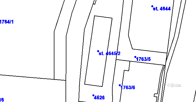 Parcela st. 4645/2 v KÚ Zlín, Katastrální mapa