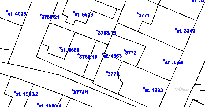 Parcela st. 4663 v KÚ Zlín, Katastrální mapa