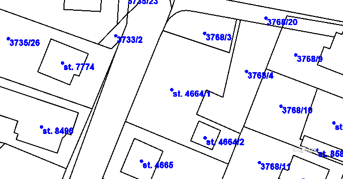 Parcela st. 4664/1 v KÚ Zlín, Katastrální mapa