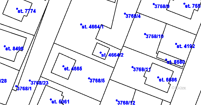 Parcela st. 4664/2 v KÚ Zlín, Katastrální mapa