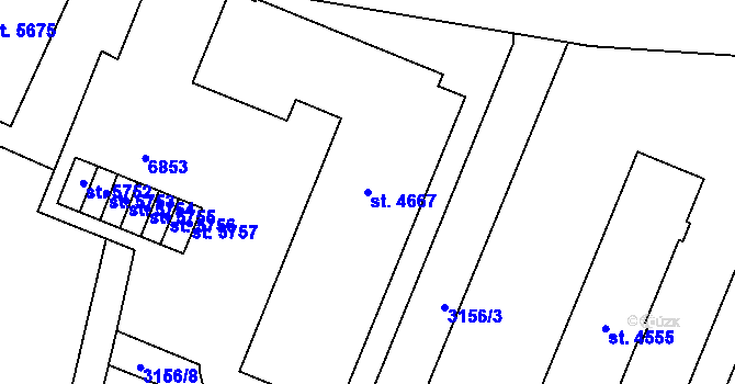 Parcela st. 4667 v KÚ Zlín, Katastrální mapa