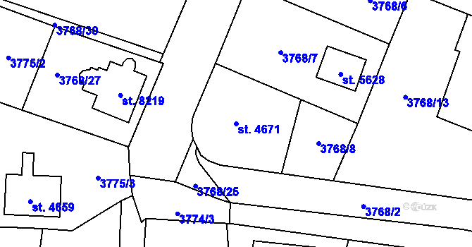 Parcela st. 4671 v KÚ Zlín, Katastrální mapa