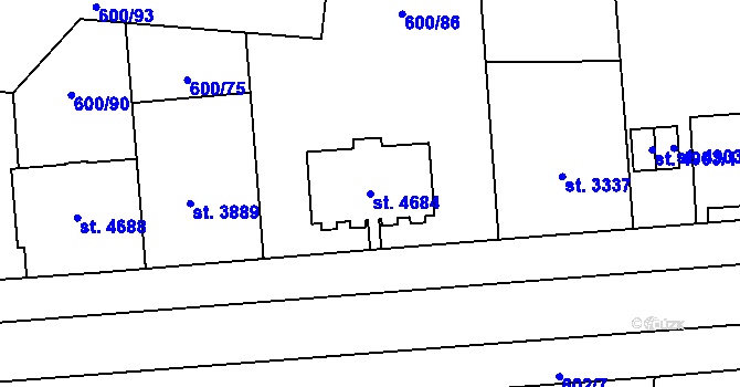 Parcela st. 4684 v KÚ Zlín, Katastrální mapa