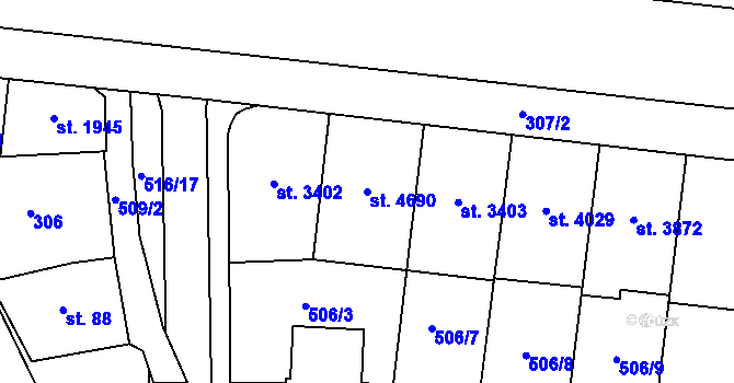 Parcela st. 4690 v KÚ Zlín, Katastrální mapa