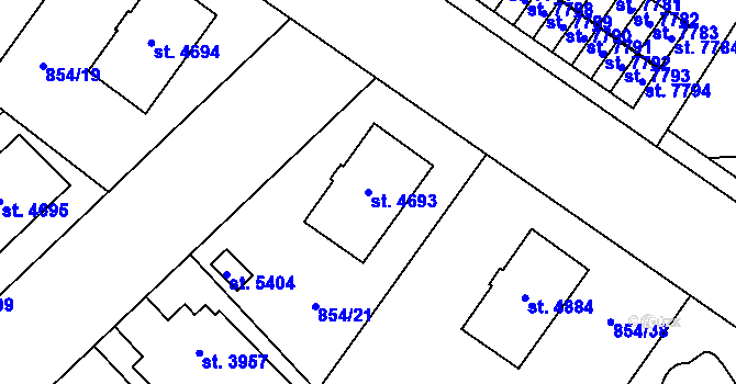 Parcela st. 4693 v KÚ Zlín, Katastrální mapa