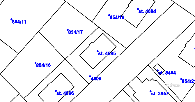 Parcela st. 4695 v KÚ Zlín, Katastrální mapa