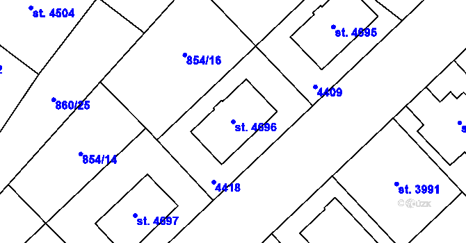 Parcela st. 4696 v KÚ Zlín, Katastrální mapa