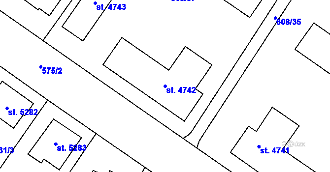 Parcela st. 4742 v KÚ Zlín, Katastrální mapa