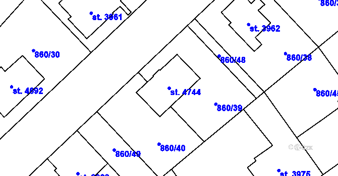 Parcela st. 4744 v KÚ Zlín, Katastrální mapa