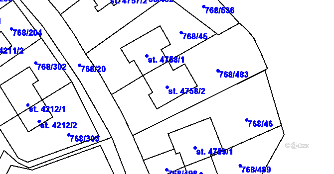 Parcela st. 4758/2 v KÚ Zlín, Katastrální mapa