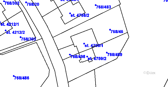 Parcela st. 4759/1 v KÚ Zlín, Katastrální mapa
