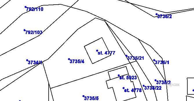 Parcela st. 4777 v KÚ Zlín, Katastrální mapa
