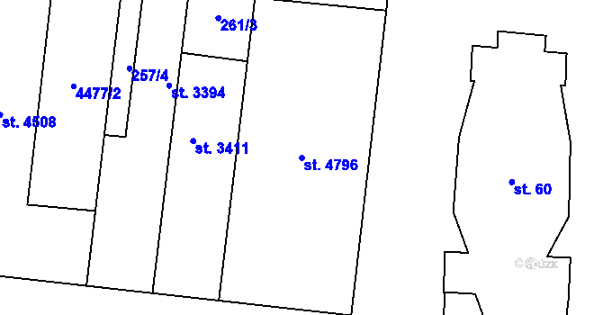 Parcela st. 4796 v KÚ Zlín, Katastrální mapa