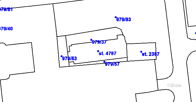 Parcela st. 4797 v KÚ Zlín, Katastrální mapa
