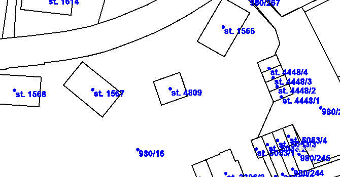 Parcela st. 4809 v KÚ Zlín, Katastrální mapa