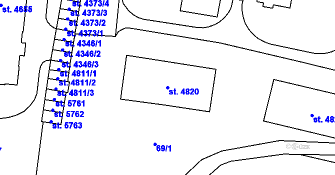 Parcela st. 4820 v KÚ Zlín, Katastrální mapa