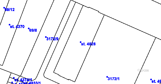 Parcela st. 4828 v KÚ Zlín, Katastrální mapa