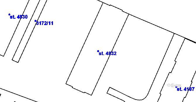Parcela st. 4832 v KÚ Zlín, Katastrální mapa