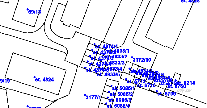 Parcela st. 4833/2 v KÚ Zlín, Katastrální mapa