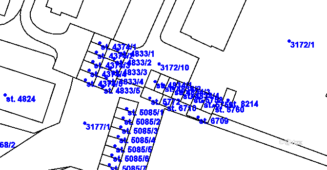 Parcela st. 4834/2 v KÚ Zlín, Katastrální mapa
