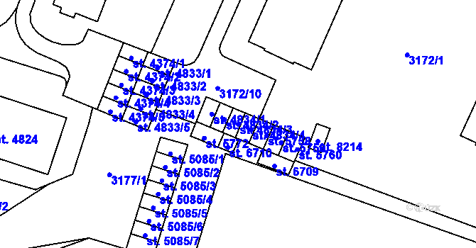 Parcela st. 4834/3 v KÚ Zlín, Katastrální mapa