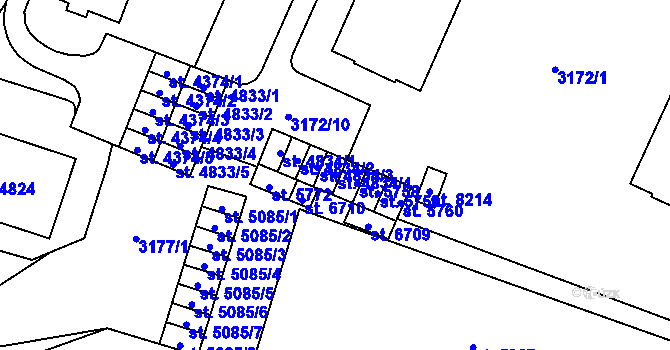 Parcela st. 4834/4 v KÚ Zlín, Katastrální mapa