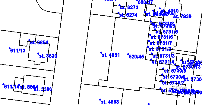 Parcela st. 4851 v KÚ Zlín, Katastrální mapa
