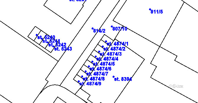 Parcela st. 4874/3 v KÚ Zlín, Katastrální mapa